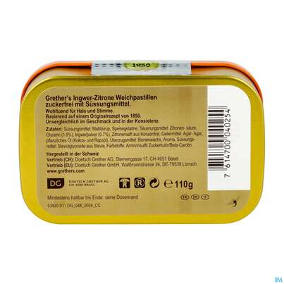 Grethers Pastillen Zuckerfrei Ginger Lemon 110g, A-Nr.: 5971955 - 05