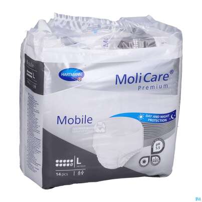 Sie sehen eine Packung Inkontinenz Molicare Premium/mobile/10tropfen Schwart L 100-150cm 14st, Produktbild: 05 Inkontinenz Molicare Premium/mobile/10tropfen Schwart L 100-150cm 14st, A-Nr.: 4843764 - 05