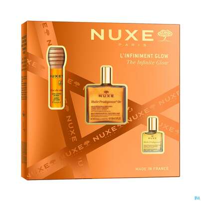 Sie sehen eine Packung Nuxe Xmas/2025/infinite Glow Hp Or 50ml+hp Mult 10ml+ Rdm Lip Gloss 1st, Produktbild: 04 Nuxe Xmas/2025/infinite Glow Hp Or 50ml+hp Mult 10ml+ Rdm Lip Gloss 1st, A-Nr.: 5989180 - 04