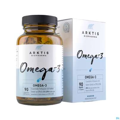 Sie sehen eine Packung Omega -3 Kapseln Arktis 90st, Produktbild: 02 Omega -3 Kapseln Arktis 90st, A-Nr.: 4750732 - 02