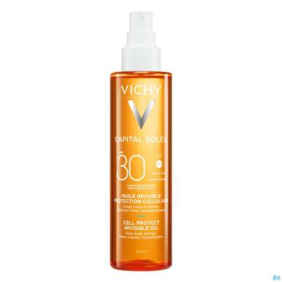 Sie sehen eine Packung Sonnenprodukte Vichy/capital Soleil Cell Protect Oil Lsf30 200ml, Produktbild: 03 Sonnenprodukte Vichy/capital Soleil Cell Protect Oil Lsf30 200ml, A-Nr.: 5921182 - 03