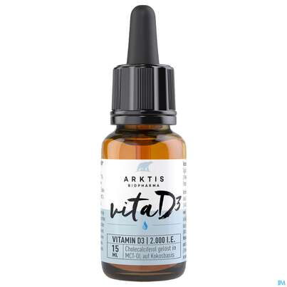 Sie sehen eine Packung Vitamin D Liquid Arktis 2000 15ml, Produktbild: 03 Vitamin D Liquid Arktis 2000 15ml, A-Nr.: 4750809 - 03