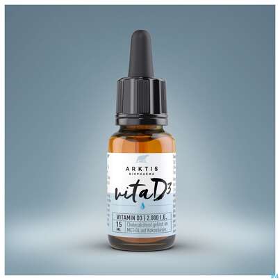 Sie sehen eine Packung Vitamin D Liquid Arktis 2000 15ml, Produktbild: 04 Vitamin D Liquid Arktis 2000 15ml, A-Nr.: 4750809 - 04