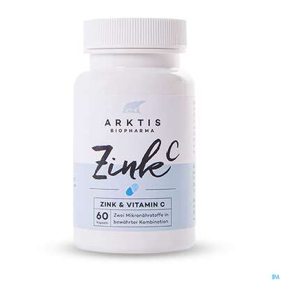 Sie sehen eine Packung Zink Kapseln +vitamin C Arktis 60st, Produktbild: 01 Zink Kapseln +vitamin C Arktis 60st, A-Nr.: 4750821 - 01