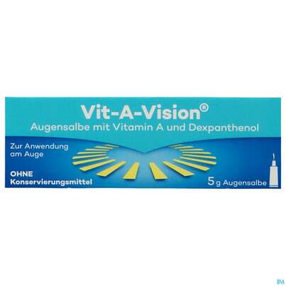 Sie sehen eine Packung Augen Salbe Vit-a-vision 5g 1st, Produktbild: 01 Augen Salbe Vit-a-vision 5g 1st, A-Nr.: 4238135 - 01