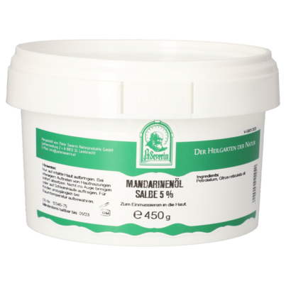 Sie sehen eine Packung MANDARINENÖL SALBE 5% 450 G, Produktbild: 01 MANDARINENÖL SALBE 5% 450 G, A-Nr.: 5802253 - 01