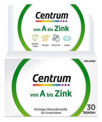 Sie sehen eine Packung Centrum von A bis Zink 30 Stk., Produktbild: 01 Centrum von A bis Zink 30 Stk., A-Nr.: 4555433 - 01