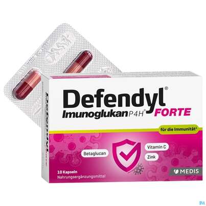 Sie sehen eine Packung Defendyl Imunoglukan Kapseln Forte 10st, Produktbild: 06 Defendyl Imunoglukan Kapseln Forte 10st, A-Nr.: 4521523 - 06