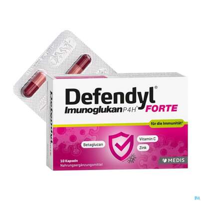 Sie sehen eine Packung Defendyl Imunoglukan Kapseln Forte 10st, Produktbild: 07 Defendyl Imunoglukan Kapseln Forte 10st, A-Nr.: 4521523 - 07