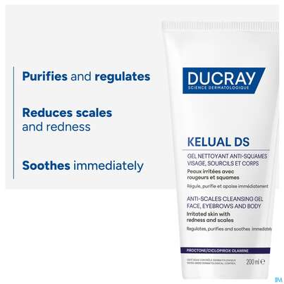 Sie sehen eine Packung Ducray Kelual Ds Reinigungsgel Neu 200ml, Produktbild: 13 Ducray Kelual Ds Reinigungsgel Neu 200ml, A-Nr.: 5862261 - 13