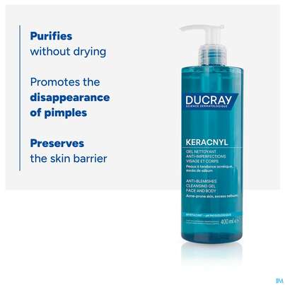 Sie sehen eine Packung Ducray Keracnyl Schäumendes Waschgel 400ml, Produktbild: 17 Ducray Keracnyl Schäumendes Waschgel 400ml, A-Nr.: 5564405 - 17
