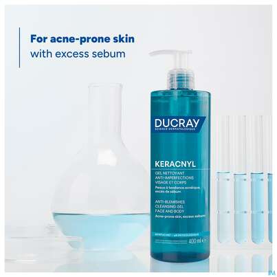 Sie sehen eine Packung Ducray Keracnyl Schäumendes Waschgel 400ml, Produktbild: 19 Ducray Keracnyl Schäumendes Waschgel 400ml, A-Nr.: 5564405 - 19