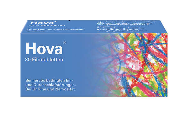Sie sehen eine Packung Hova® Filmtabletten 30 Stück, Produktbild: 01 Hova® Filmtabletten 30 Stück, A-Nr.: 1278074 - 01