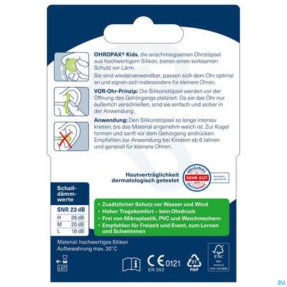 Ohrenschutz Ohropax/kids Silicon G.laerm/wasser/wind 8st, A-Nr.: 4392184 - 06