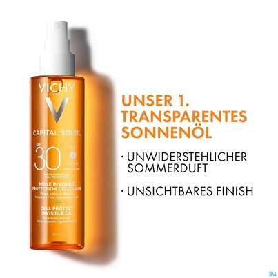 Sie sehen eine Packung Sonnenprodukte Vichy/capital Soleil Cell Protect Oil Lsf50 200ml, Produktbild: 04 Sonnenprodukte Vichy/capital Soleil Cell Protect Oil Lsf50 200ml, A-Nr.: 5921176 - 04