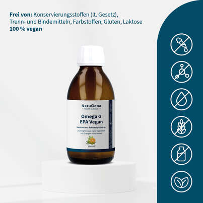 Sie sehen eine Packung NatuGena Omega-3 EPA Vegan, Produktbild: 03 NatuGena Omega-3 EPA Vegan, A-Nr.: 6110385 - 03