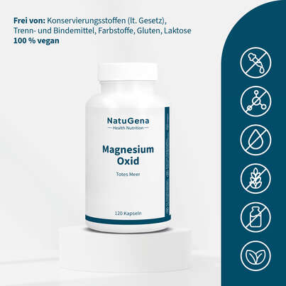Sie sehen eine Packung NatuGena Magnesium Oxid Kapseln, Produktbild: 03 NatuGena Magnesium Oxid Kapseln, A-Nr.: 6139331 - 03