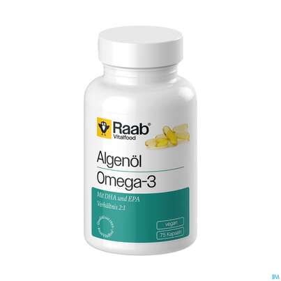 Sie sehen eine Packung Algen Oel Omega-3 Kapseln Raab 75st, Produktbild: 02 Algen Oel Omega-3 Kapseln Raab 75st, A-Nr.: 5912875 - 02