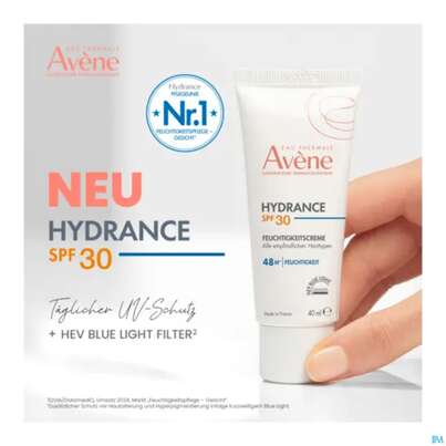 Sie sehen eine Packung Avene Hydrance Feuchtigkeitscreme Spf30 40ml, Produktbild: 15 Avene Hydrance Feuchtigkeitscreme Spf30 40ml, A-Nr.: 5961402 - 15