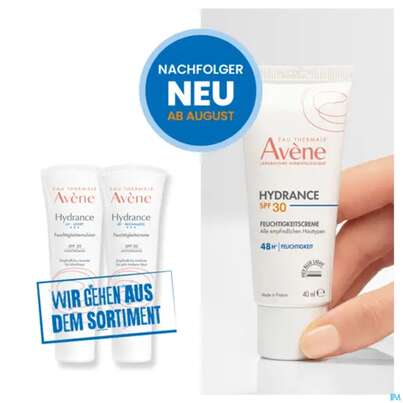 Sie sehen eine Packung Avene Hydrance Feuchtigkeitscreme Spf30 40ml, Produktbild: 18 Avene Hydrance Feuchtigkeitscreme Spf30 40ml, A-Nr.: 5961402 - 18