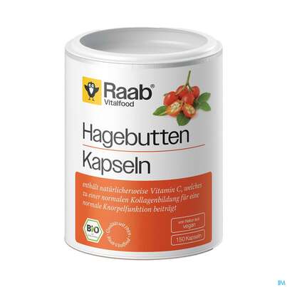 Sie sehen eine Packung Hagebutten Kapseln Bio Raab 150st, Produktbild: 02 Hagebutten Kapseln Bio Raab 150st, A-Nr.: 5870504 - 02
