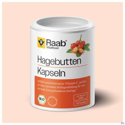Sie sehen eine Packung Hagebutten Kapseln Bio Raab 150st, Produktbild: 03 Hagebutten Kapseln Bio Raab 150st, A-Nr.: 5870504 - 03