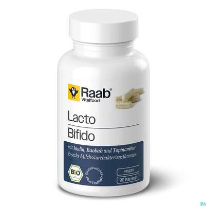 Sie sehen eine Packung Lacto +bifido Kapseln Bio Raab 90st, Produktbild: 01 Lacto +bifido Kapseln Bio Raab 90st, A-Nr.: 5870875 - 01