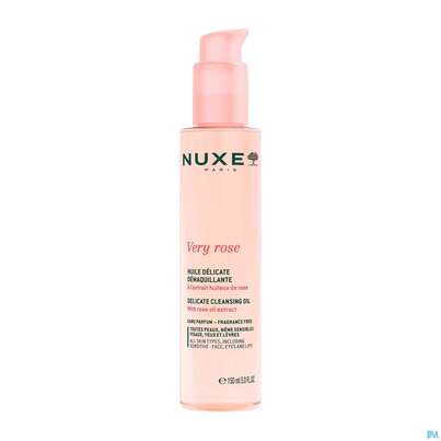 Sie sehen eine Packung Nuxe Very Rose Delicate Cleansing Oil 150ml, Produktbild: 01 Nuxe Very Rose Delicate Cleansing Oil 150ml, A-Nr.: 5948123 - 01