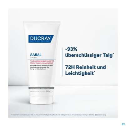 Sie sehen eine Packung Shampoon Ducray Sabal/argeal Talgabsorbierend 200ml, Produktbild: 30 Shampoon Ducray Sabal/argeal Talgabsorbierend 200ml, A-Nr.: 5964412 - 30