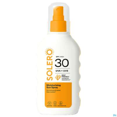 Sie sehen eine Packung Sonnenprodukte Solero Spray/feuchtigkeit- Spendend Spf30 200ml, Produktbild: 02 Sonnenprodukte Solero Spray/feuchtigkeit- Spendend Spf30 200ml, A-Nr.: 5917424 - 02