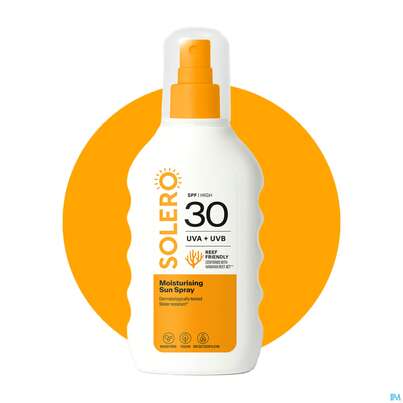 Sie sehen eine Packung Sonnenprodukte Solero Spray/feuchtigkeit- Spendend Spf30 200ml, Produktbild: 04 Sonnenprodukte Solero Spray/feuchtigkeit- Spendend Spf30 200ml, A-Nr.: 5917424 - 04