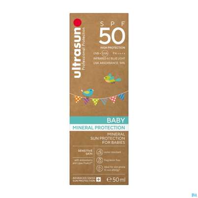 Sie sehen eine Packung Sonnenprodukte Ultrasun Mineral Baby Spf50 Nr.62 100ml, Produktbild: 01 Sonnenprodukte Ultrasun Mineral Baby Spf50 Nr.62 100ml, A-Nr.: 4798101 - 01