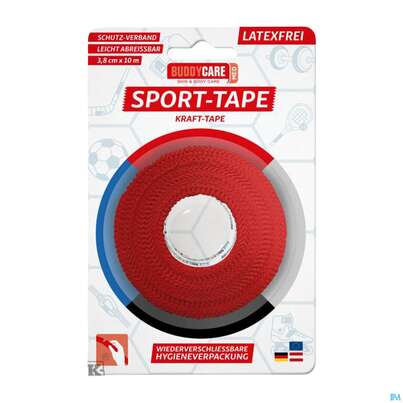 Sie sehen eine Packung Tape Buddycare/med/sport Latexfrei 3,8cmx 10m Rot 1st, Produktbild: 01 Tape Buddycare/med/sport Latexfrei 3,8cmx 10m Rot 1st, A-Nr.: 5844990 - 01