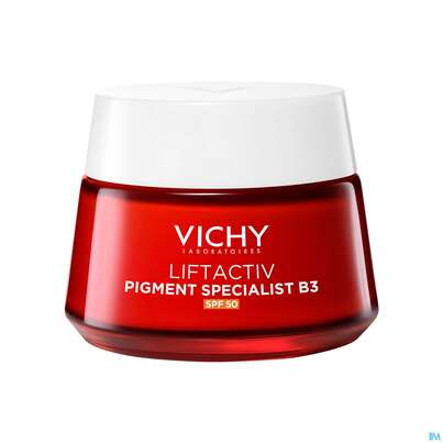 Sie sehen eine Packung Vichy Liftactiv B3 Anti-pigmentflecken Creme Lsf50 50ml, Produktbild: 16 Vichy Liftactiv B3 Anti-pigmentflecken Creme Lsf50 50ml, A-Nr.: 5662504 - 16