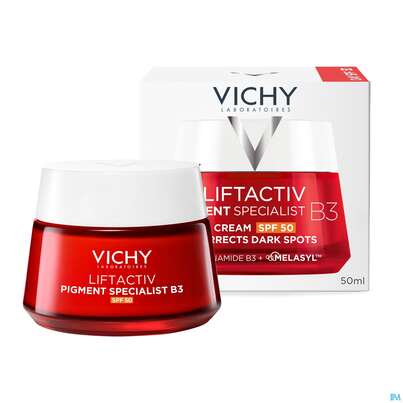 Sie sehen eine Packung Vichy Liftactiv B3 Anti-pigmentflecken Creme Lsf50 50ml, Produktbild: 17 Vichy Liftactiv B3 Anti-pigmentflecken Creme Lsf50 50ml, A-Nr.: 5662504 - 17