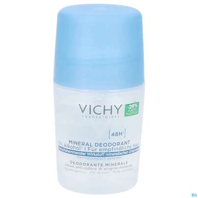 Sie sehen eine Packung Vichy Deo/roll-on Mineral 48h 50ml, Produktbild: 03 Vichy Deo/roll-on Mineral 48h 50ml, A-Nr.: 4759503 - 03