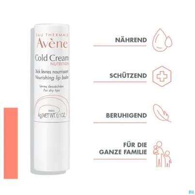 Sie sehen eine Packung Avene Cold Cream Lippenpflegestift 4g, Produktbild: 10 Avene Cold Cream Lippenpflegestift 4g, A-Nr.: 1600127 - 10