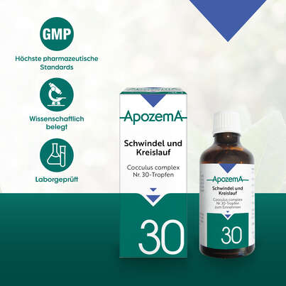 Sie sehen eine Packung Apozema® Nr. 30 Schwindel- und Kreislauf-Tropfen, Produktbild: 04 Apozema® Nr. 30 Schwindel- und Kreislauf-Tropfen, A-Nr.: 0987905 - 04