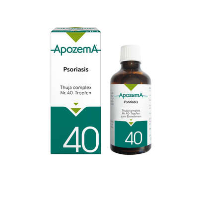 Sie sehen eine Packung Apozema® Nr. 40 Psoriasis-Tropfen, Produktbild: 01 Apozema® Nr. 40 Psoriasis-Tropfen, A-Nr.: 1291175 - 01