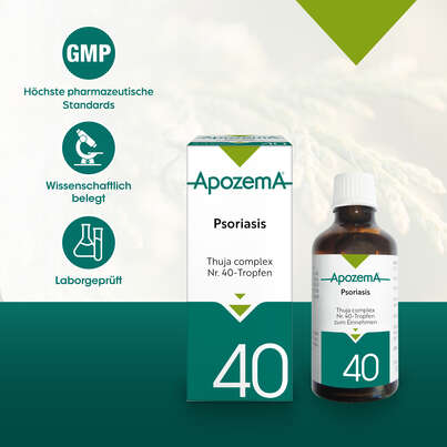 Sie sehen eine Packung Apozema® Nr. 40 Psoriasis-Tropfen, Produktbild: 04 Apozema® Nr. 40 Psoriasis-Tropfen, A-Nr.: 1291175 - 04