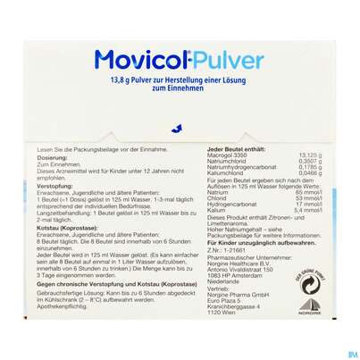 Sie sehen eine Packung Movicol Pulver Stick 10st, Produktbild: 02 Movicol Pulver Stick 10st, A-Nr.: 5525753 - 02