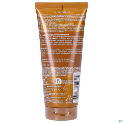 Sie sehen eine Packung Sonnenprodukte Vichy Ideal Soleil Selbstbraeuner Milch Gesicht+koerper 100ml, Produktbild: 07 Sonnenprodukte Vichy Ideal Soleil Selbstbraeuner Milch Gesicht+koerper 100ml, A-Nr.: 2615585 - 07