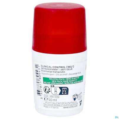 Sie sehen eine Packung Vichy Deodorant Antitranspirant/roll-on Clinical Contr 96h 50ml, Produktbild: 06 Vichy Deodorant Antitranspirant/roll-on Clinical Contr 96h 50ml, A-Nr.: 5571575 - 06