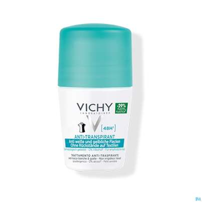 Sie sehen eine Packung Vichy Deo/roll-on 48h Anti-flecken 50ml, Produktbild: 03 Vichy Deo/roll-on 48h Anti-flecken 50ml, A-Nr.: 4442640 - 03