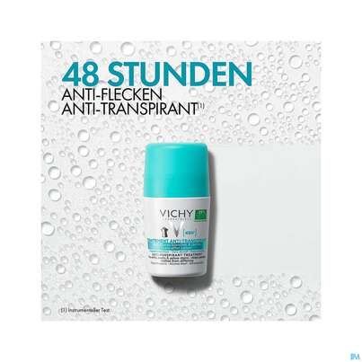 Sie sehen eine Packung Vichy Deo/roll-on 48h Anti-flecken 50ml, Produktbild: 04 Vichy Deo/roll-on 48h Anti-flecken 50ml, A-Nr.: 4442640 - 04