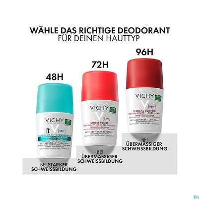 Sie sehen eine Packung Vichy Deo/roll-on 48h Anti-flecken 50ml, Produktbild: 09 Vichy Deo/roll-on 48h Anti-flecken 50ml, A-Nr.: 4442640 - 09