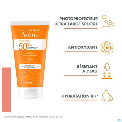 Sie sehen eine Packung Avène Sonnencreme Spf 50+ 50ml, Produktbild: 19 Avène Sonnencreme Spf 50+ 50ml, A-Nr.: 5598947 - 19