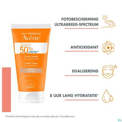 Sie sehen eine Packung Avène Getönte Sonnencreme Spf 50+ 50ml, Produktbild: 26 Avène Getönte Sonnencreme Spf 50+ 50ml, A-Nr.: 5598953 - 26