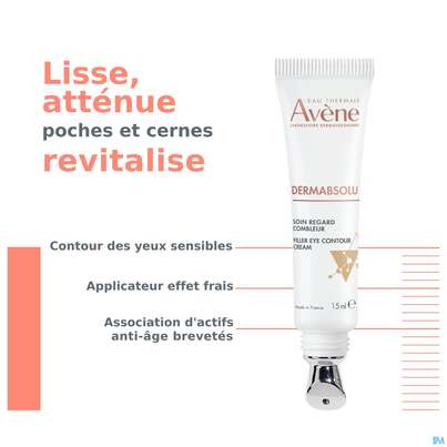 Sie sehen eine Packung Avene Dermabsolu Augenpflege 15ml, Produktbild: 08 Avene Dermabsolu Augenpflege 15ml, A-Nr.: 4949907 - 08