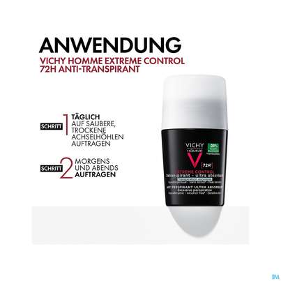 Sie sehen eine Packung Vichy Homme Deo Extreme 72h Int.regulierend 50ml, Produktbild: 29 Vichy Homme Deo Extreme 72h Int.regulierend 50ml, A-Nr.: 3724388 - 29